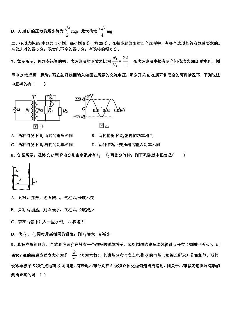 2026届江西省吉水中学高考临考冲刺物理试卷含解析第3页