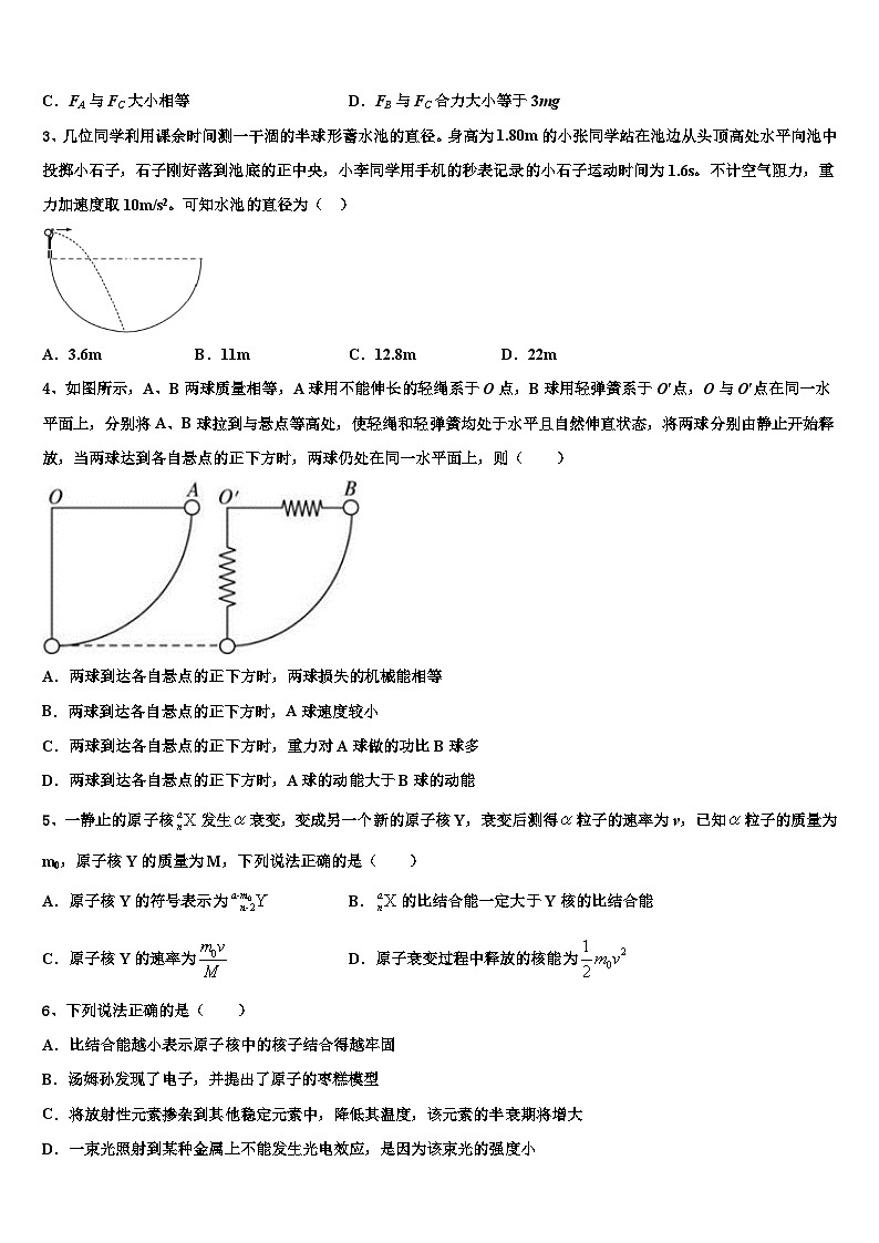 2026届江西省景德镇一中高考物理一模试卷含解析第2页
