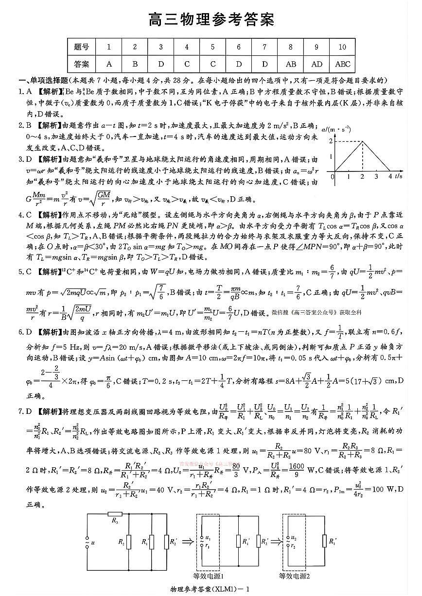 物理答案第1页