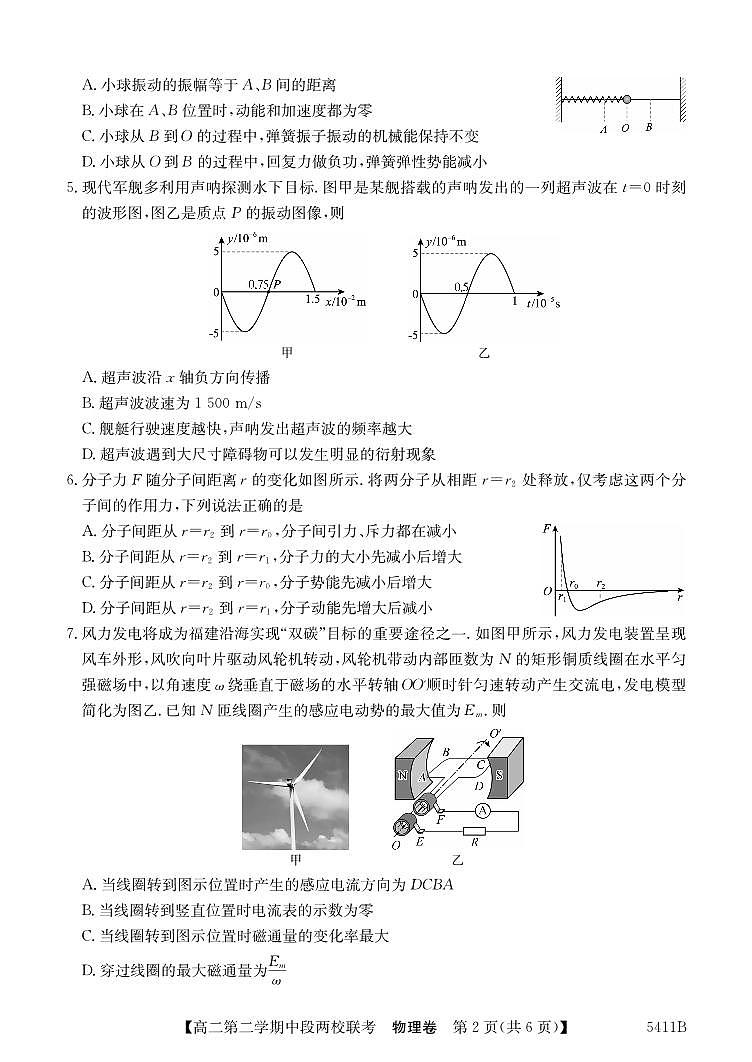 广东省江门两校高二下学期期中联考物理试题(1)第2页
