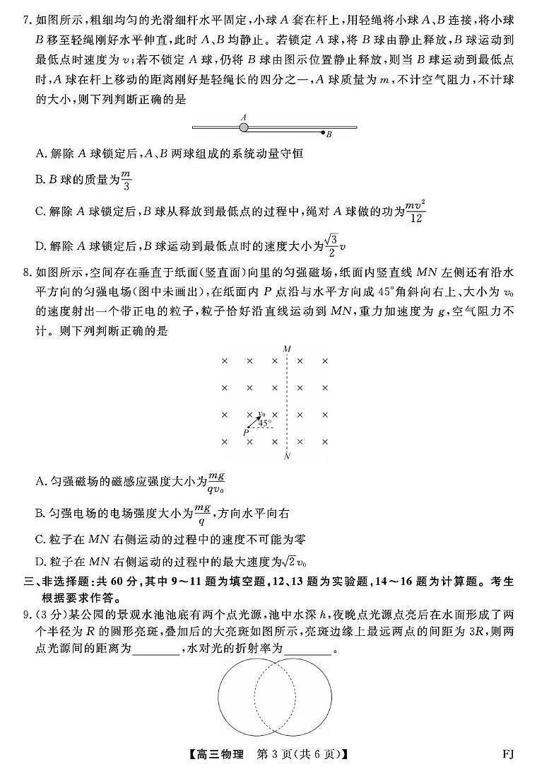 2026届福建百校高三下学期阶段性自测物理试卷（含答案）第3页