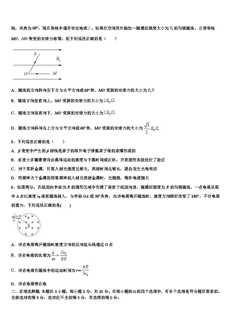 2026届江西新余一中宜春中学高考物理全真模拟密押卷含解析第2页