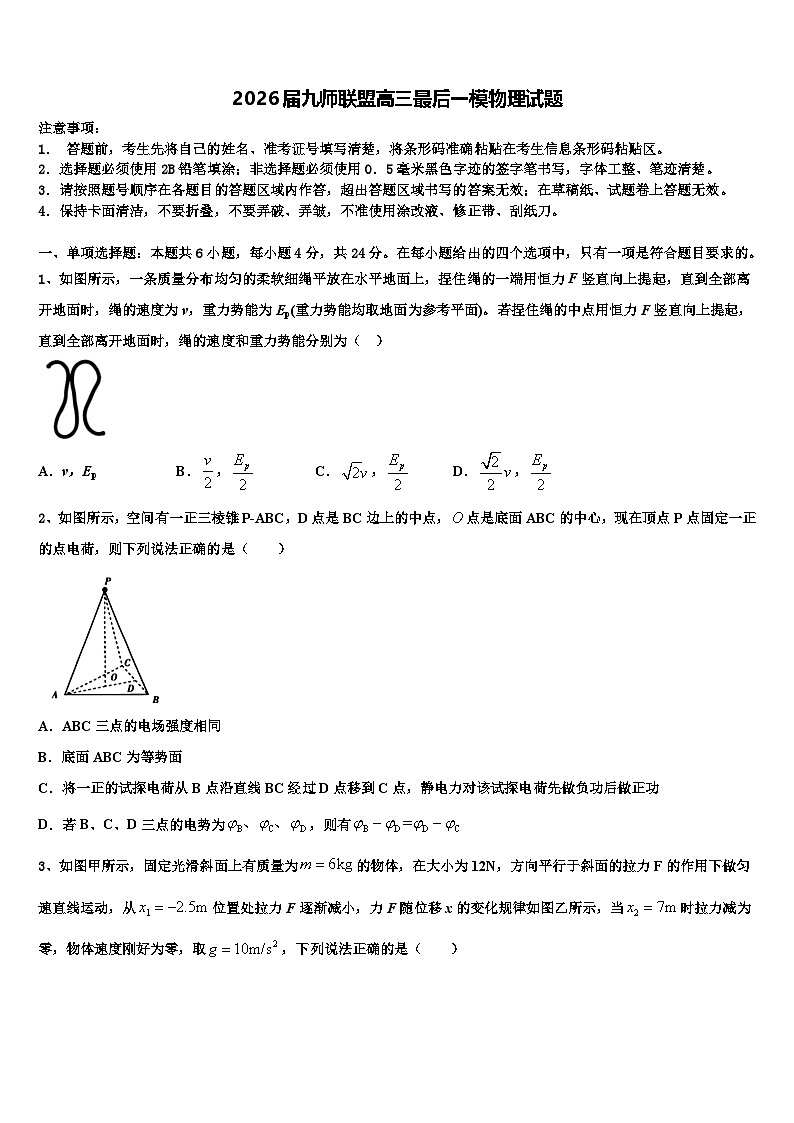2026届九师联盟高三最后一模物理试题含解析第1页