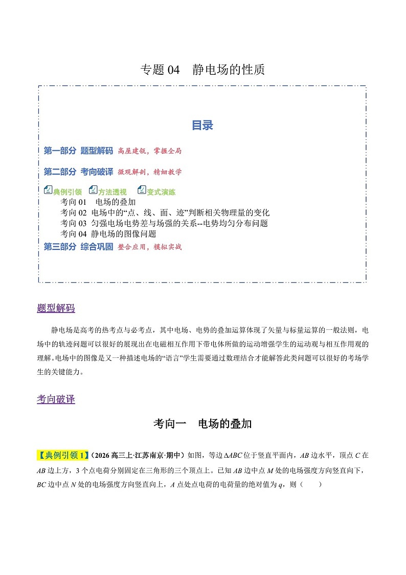 2026年高考物理二轮复习题型专练——静电场的性质（含答案）第1页