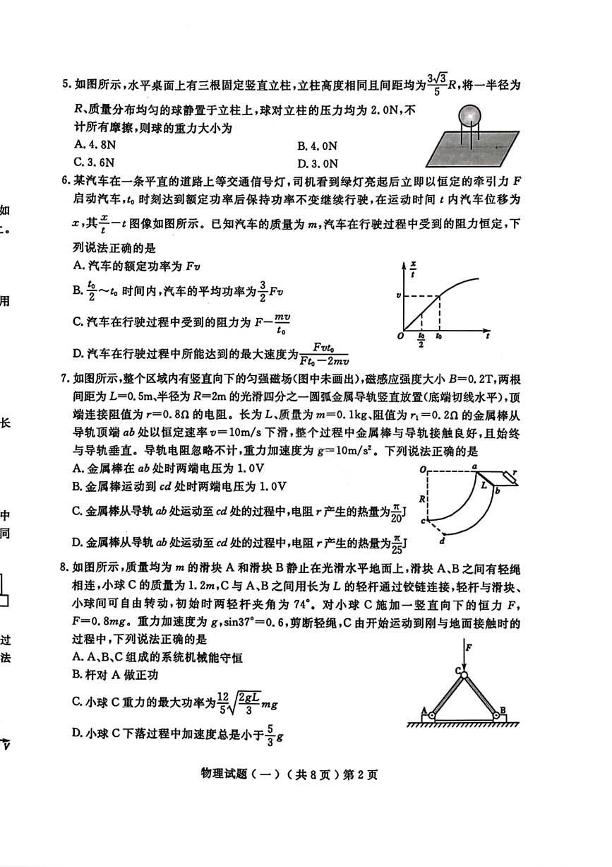 物理-山东省聊城市2026年高考一模考试（一）(聊城一模)试题及答案第2页