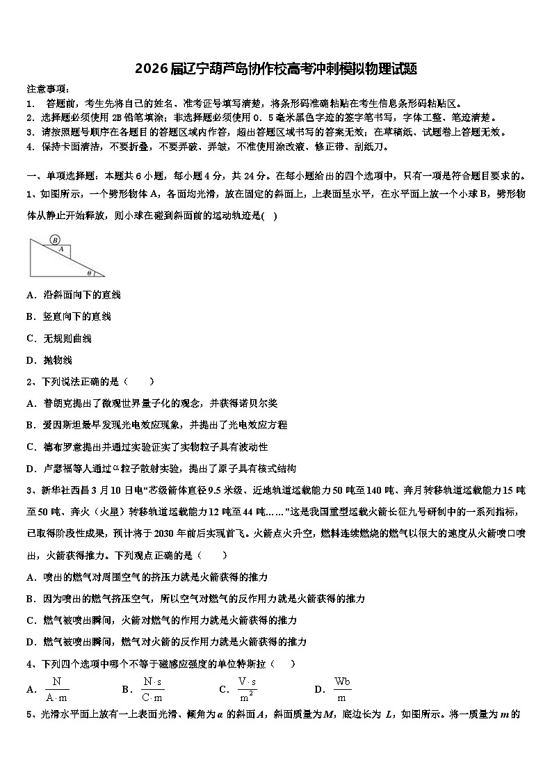 2026届辽宁葫芦岛协作校高考冲刺模拟物理试题含解析第1页