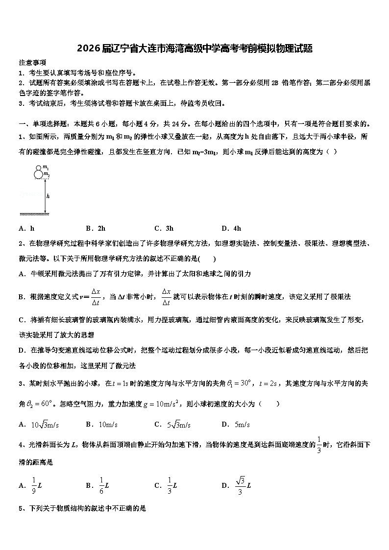 2026届辽宁省大连市海湾高级中学高考考前模拟物理试题含解析第1页