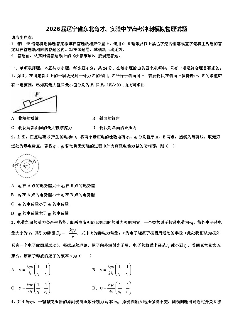 2026届辽宁省东北育才、实验中学高考冲刺模拟物理试题含解析第1页