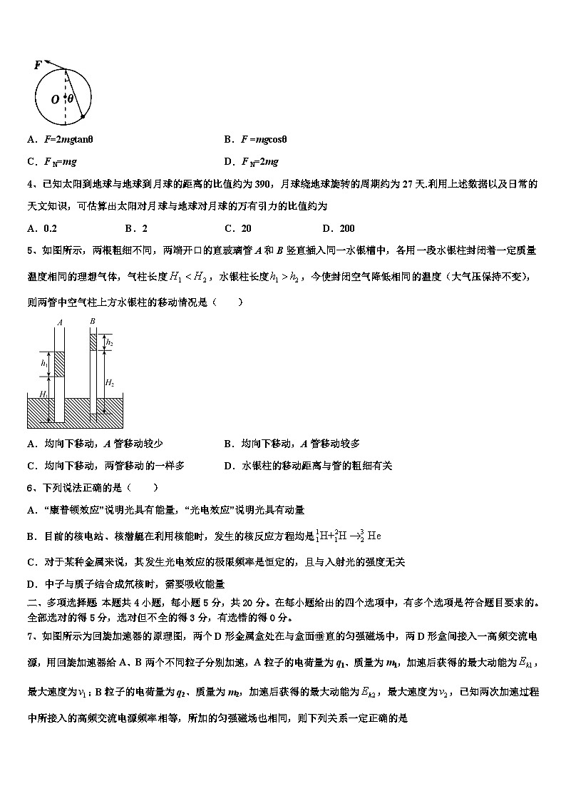 2026届辽宁省抚顺市一中高考物理全真模拟密押卷含解析第2页