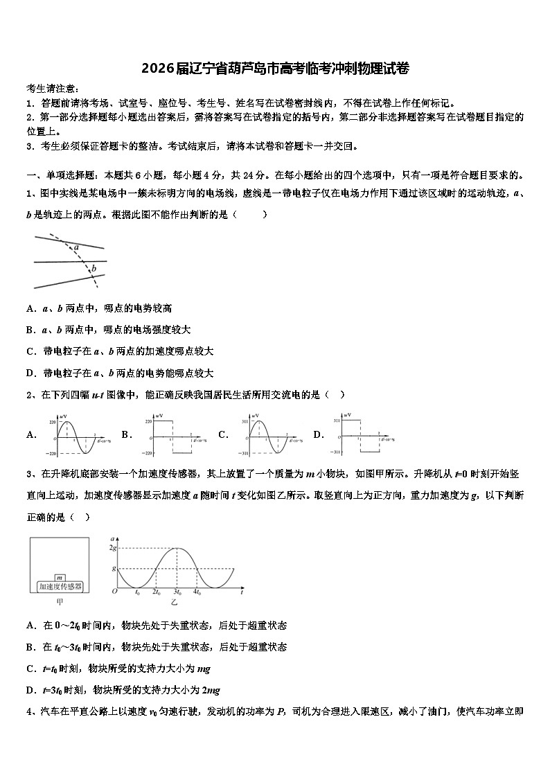 2026届辽宁省葫芦岛市高考临考冲刺物理试卷含解析第1页