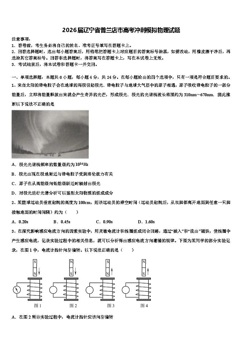 2026届辽宁省普兰店市高考冲刺模拟物理试题含解析第1页