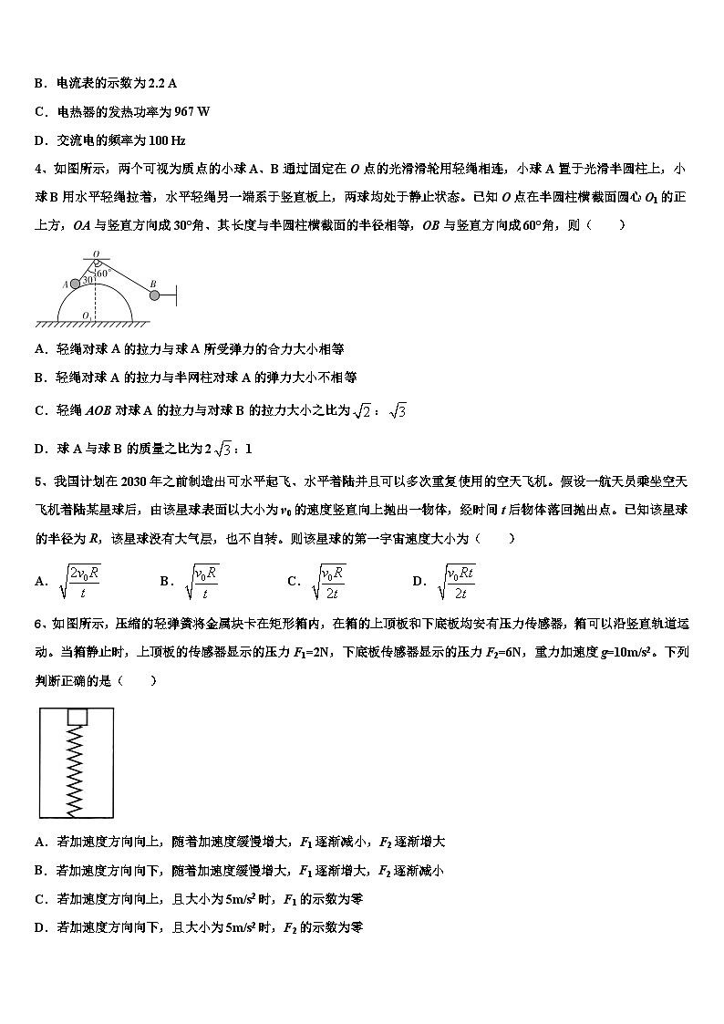 2026届辽宁省沈阳市二十中学高考考前提分物理仿真卷含解析第2页