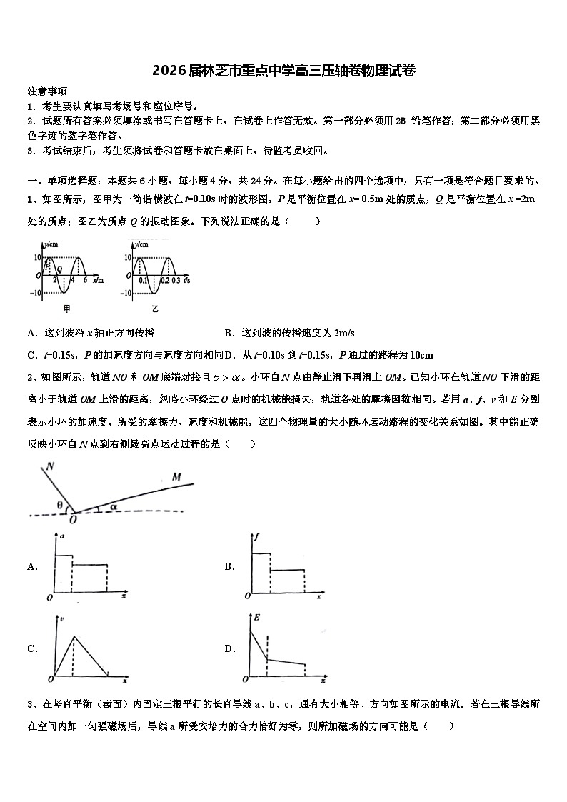 2026届林芝市重点中学高三压轴卷物理试卷含解析第1页