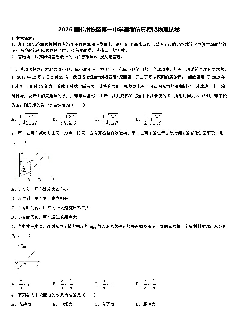2026届柳州铁路第一中学高考仿真模拟物理试卷含解析第1页