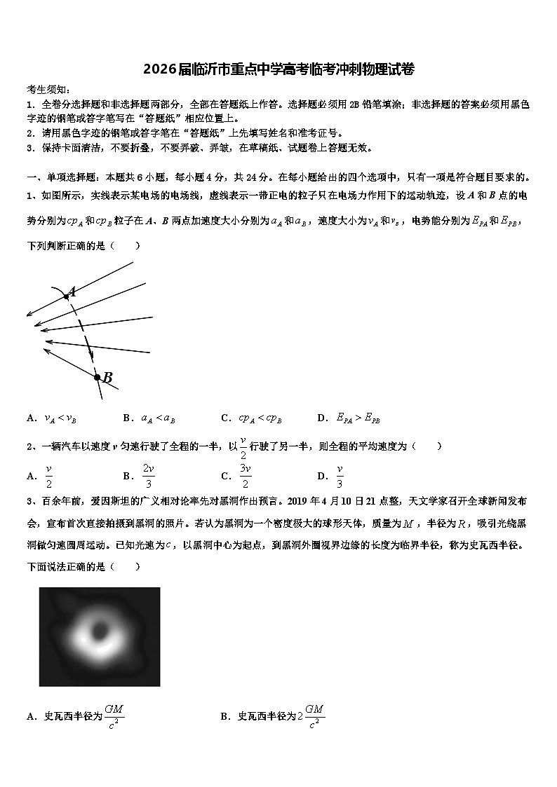 2026届临沂市重点中学高考临考冲刺物理试卷含解析第1页