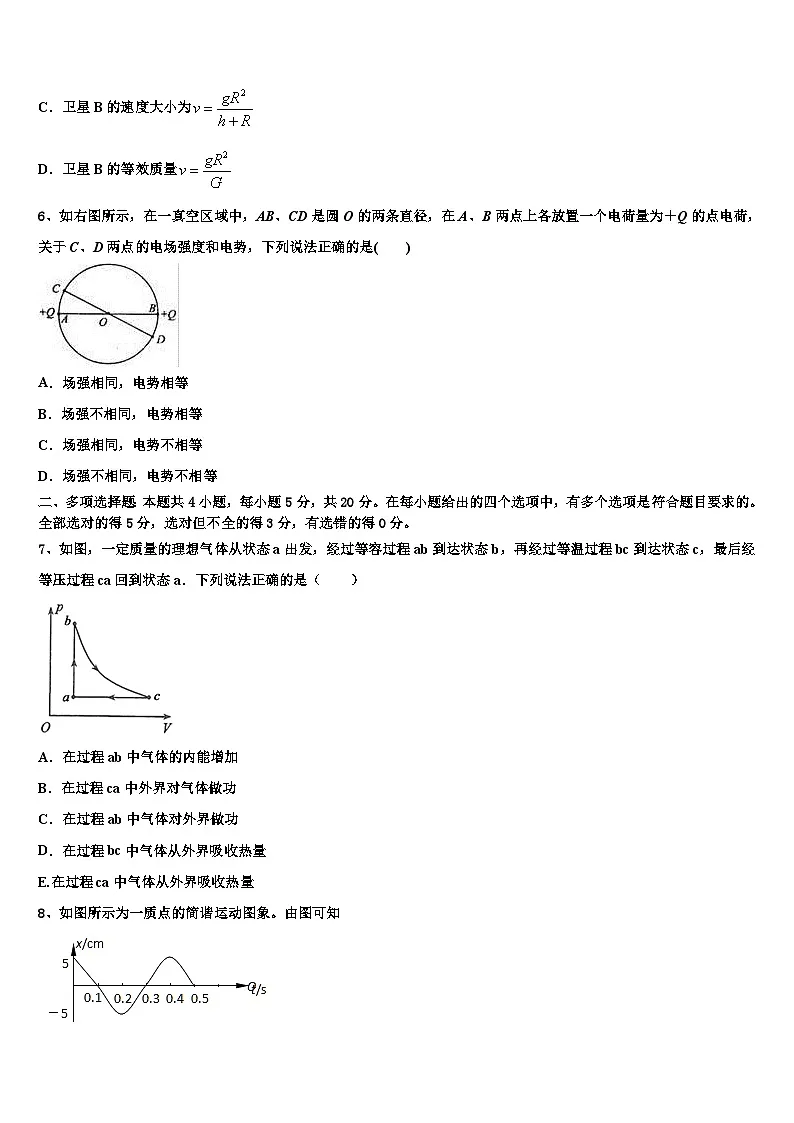 2026届南京师范大学附属中学高考物理五模试卷含解析第3页