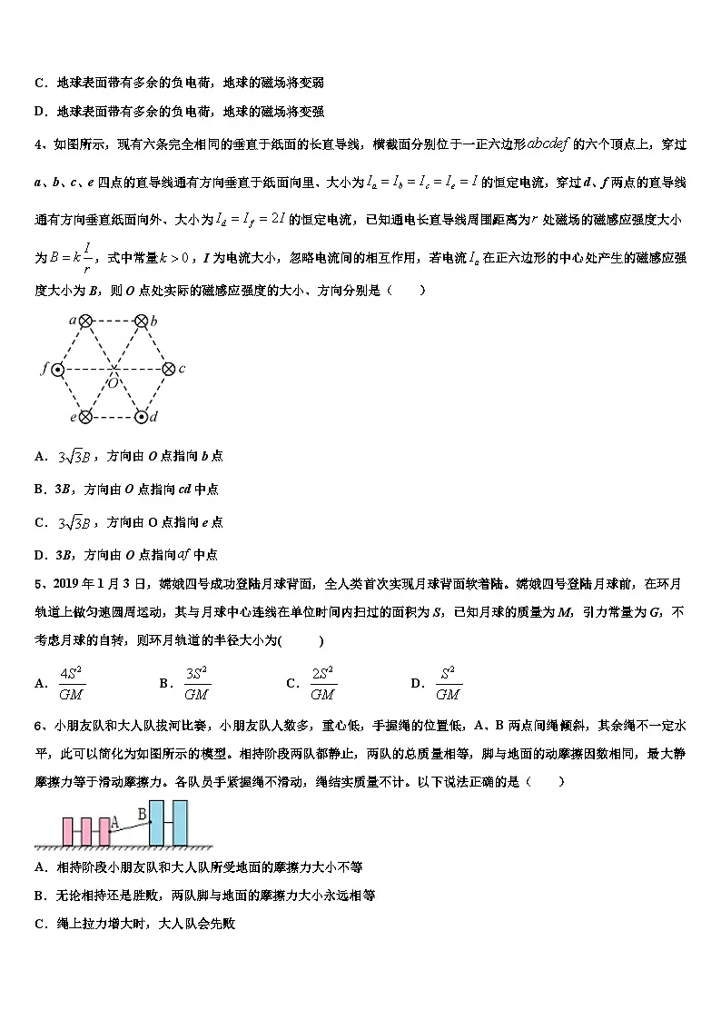 2026届南京市第二十九中学高考仿真模拟物理试卷含解析第2页