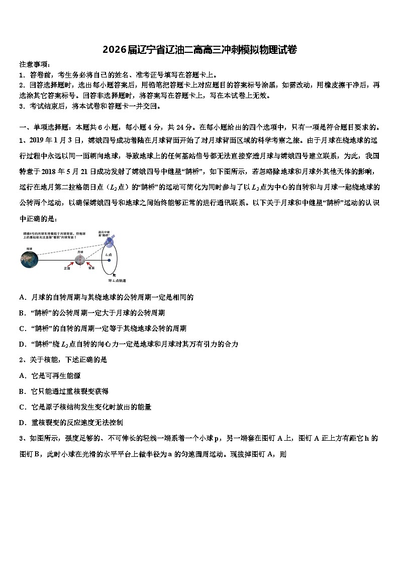 2026届辽宁省辽油二高高三冲刺模拟物理试卷含解析第1页