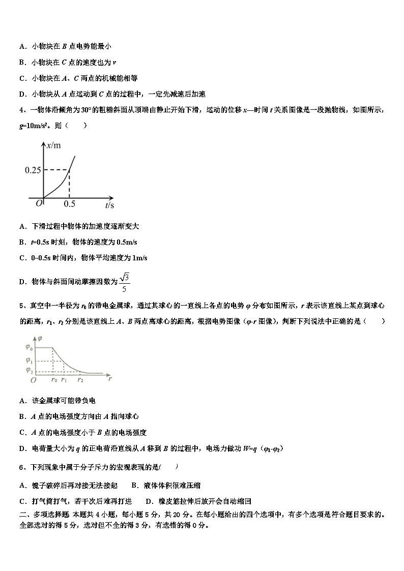 2026届内蒙古阿拉善盟高考物理四模试卷含解析第2页