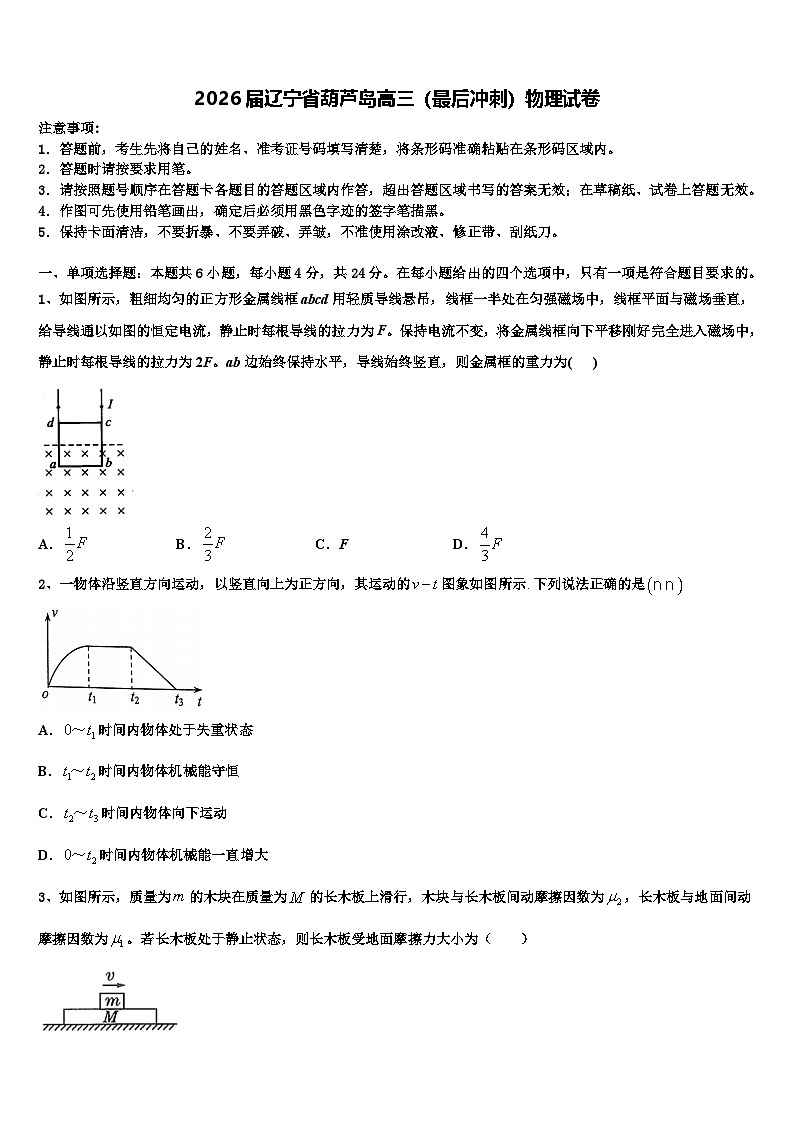 2026届辽宁省葫芦岛高三（最后冲刺）物理试卷含解析第1页