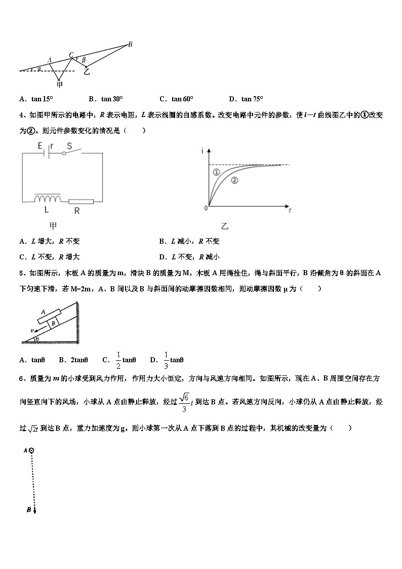 2026届内蒙古包头稀土高新区第二中学高三第一次调研测试物理试卷含解析第2页