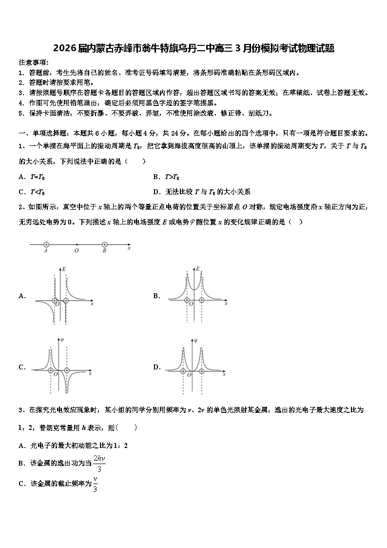 2026届内蒙古赤峰市翁牛特旗乌丹二中高三3月份模拟考试物理试题含解析第1页