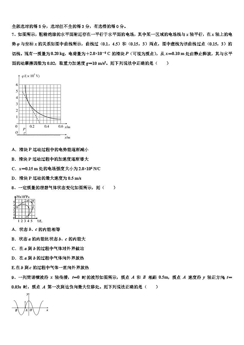 2026届内蒙古鄂尔多斯市重点中学高三第二次诊断性检测物理试卷含解析第3页
