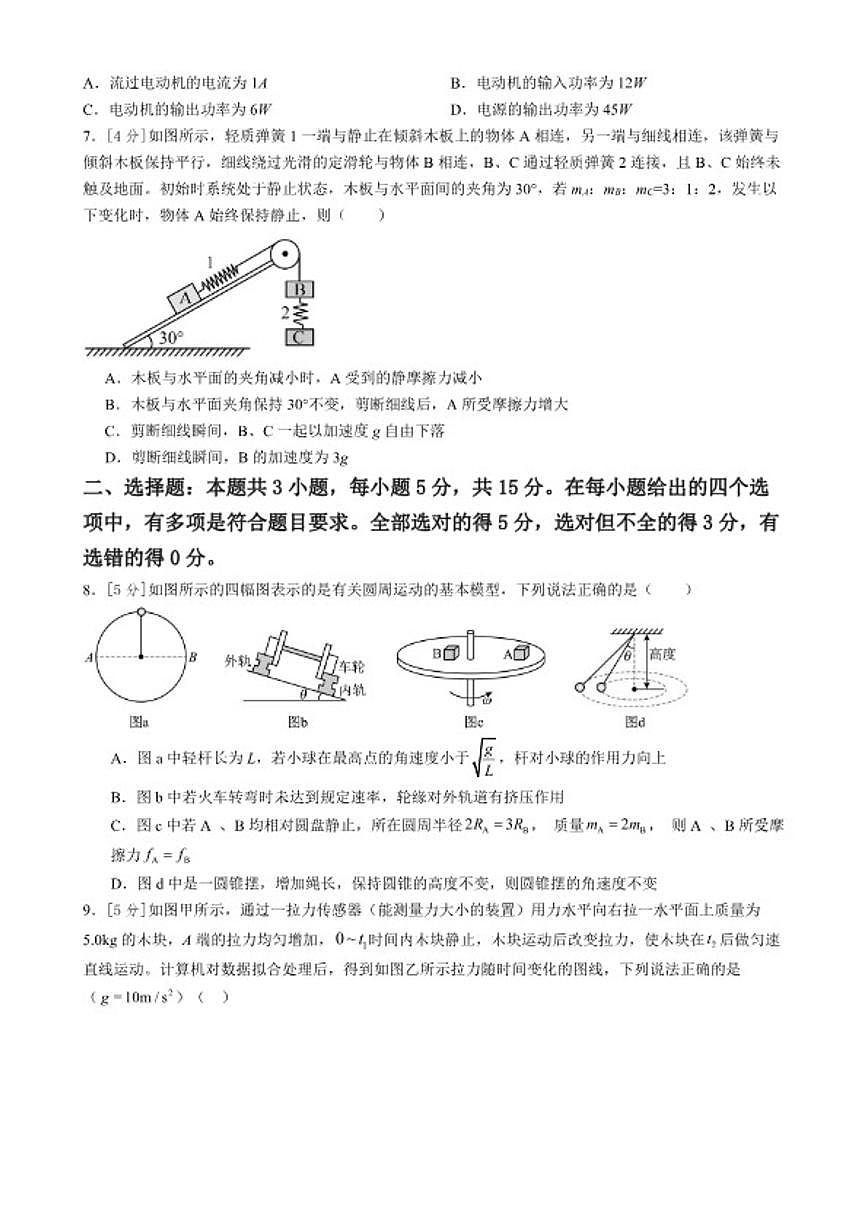 2026届湖南省邵阳市高三下部分学校开学素质检测物理试卷（含解析）第3页