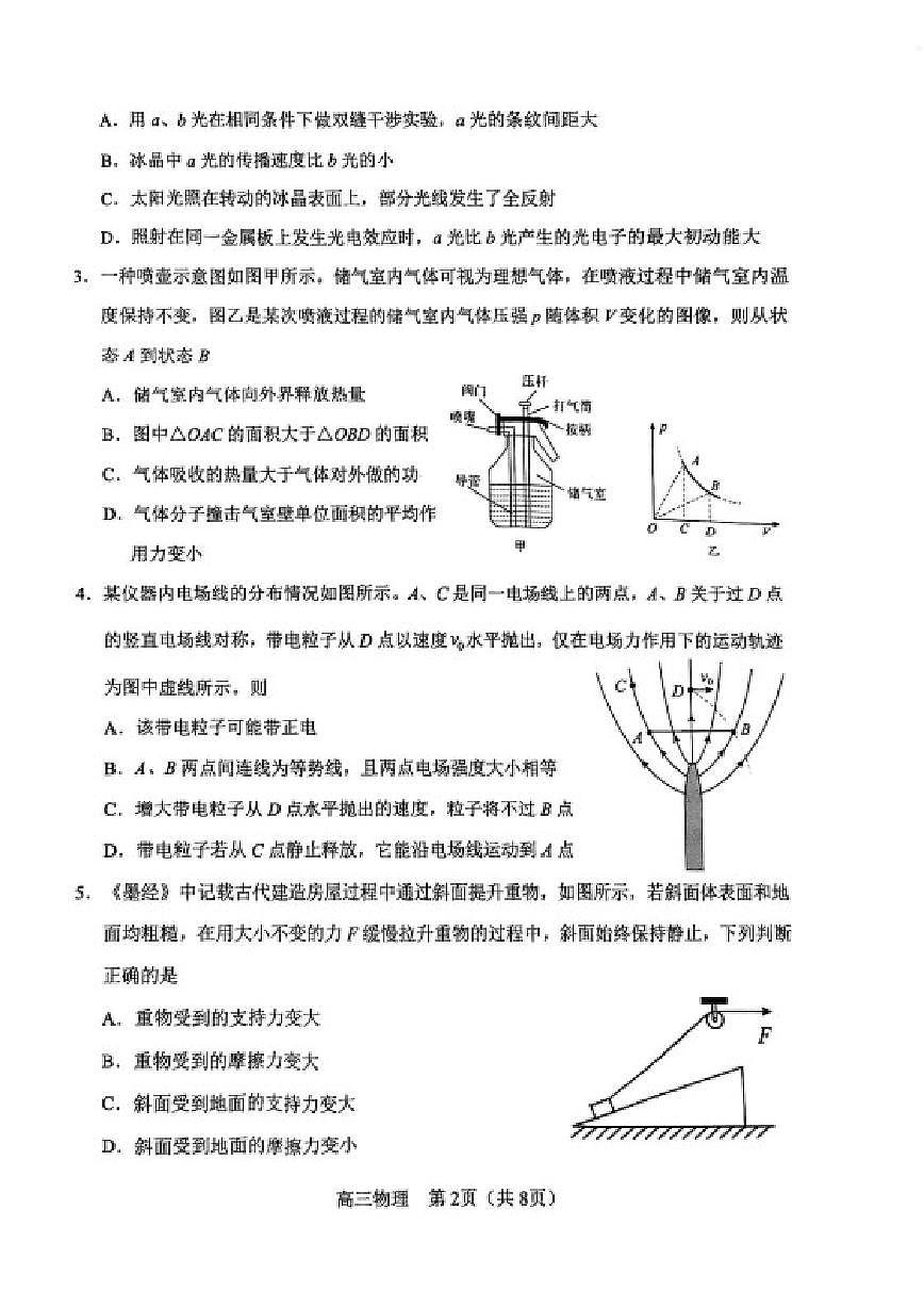 2025-2026学年天津市河东区高三下学期质量监测（一模）物理试卷（含答案）第2页