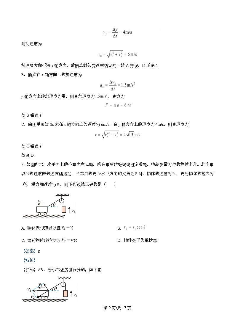 四川省泸州市泸州老窖天府中学2025-2026学年高一上学期期末考试物理试题 Word版含解析第2页
