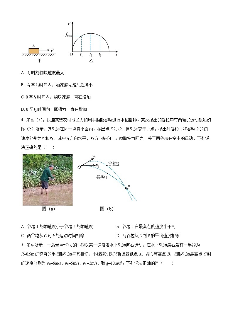 重庆市第一中学2024-2025学年高一下学期2月检测（一）物理试题（原卷版）第2页