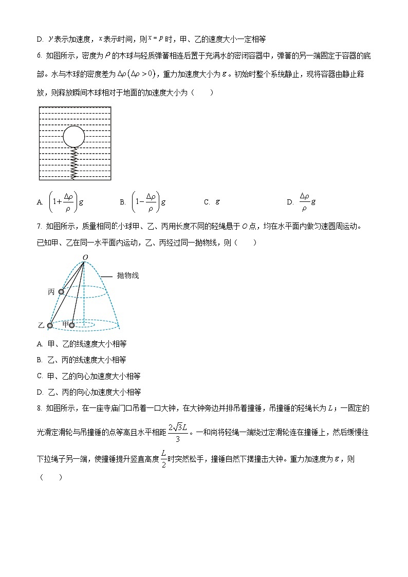 重庆市第一中学2025-2026学年高一上学期期末考试物理试卷（原卷版）第3页