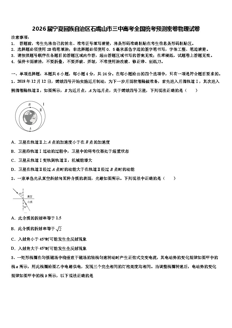 2026届宁夏回族自治区石嘴山市三中高考全国统考预测密卷物理试卷含解析第1页