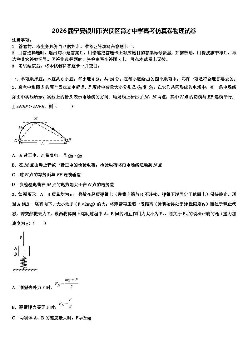 2026届宁夏银川市兴庆区育才中学高考仿真卷物理试卷含解析第1页