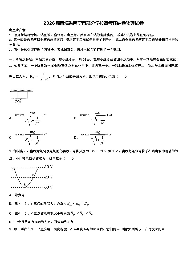 2026届青海省西宁市部分学校高考压轴卷物理试卷含解析第1页