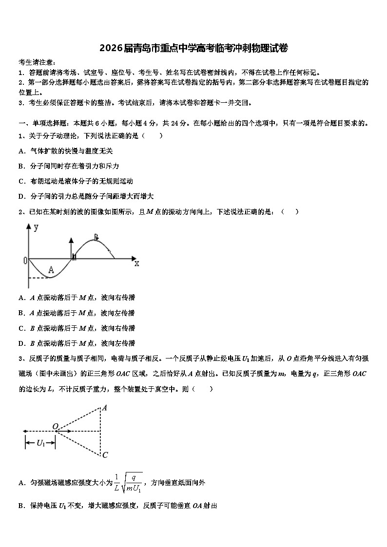 2026届青岛市重点中学高考临考冲刺物理试卷含解析第1页