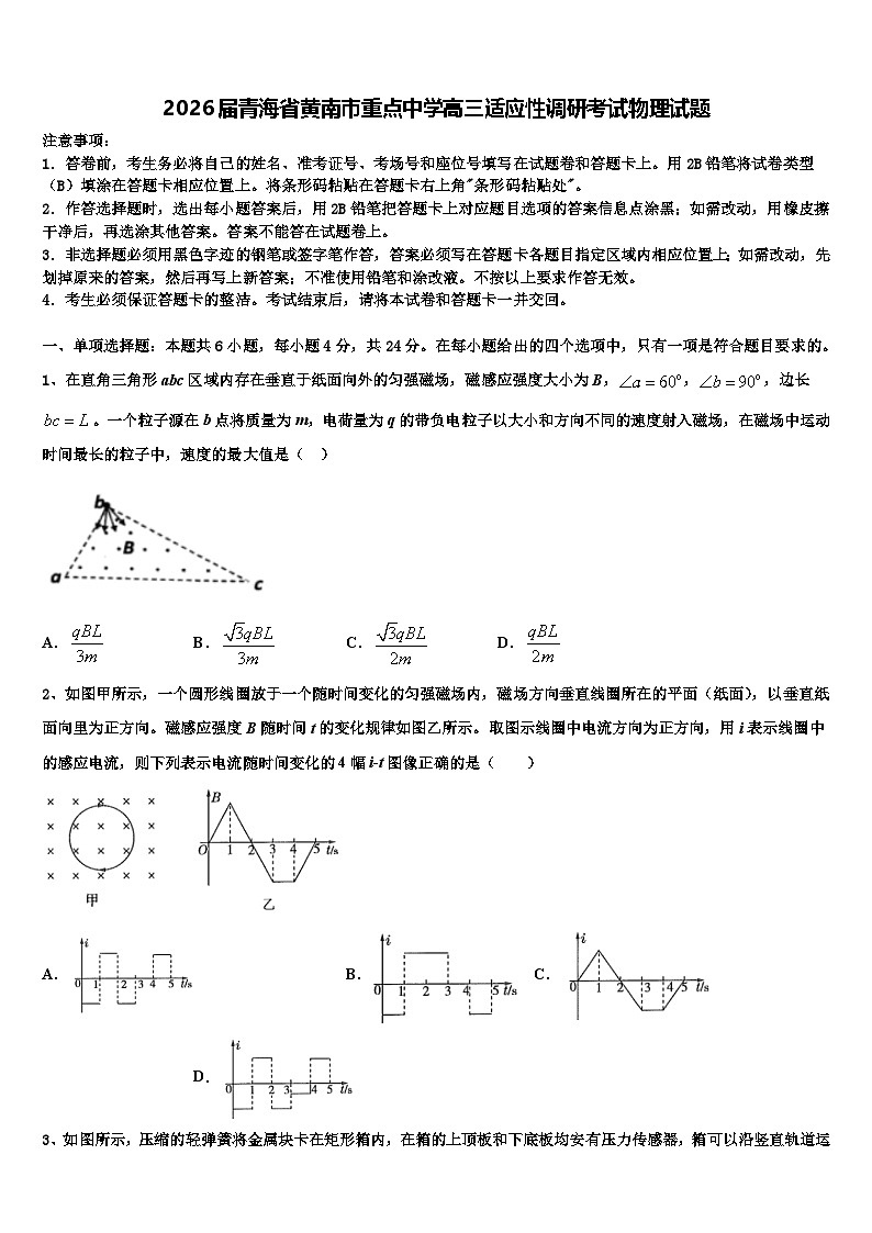 2026届青海省黄南市重点中学高三适应性调研考试物理试题含解析第1页