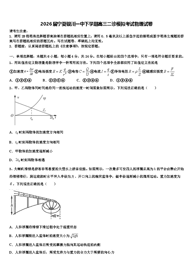 2026届宁夏银川一中下学期高三二诊模拟考试物理试卷含解析第1页
