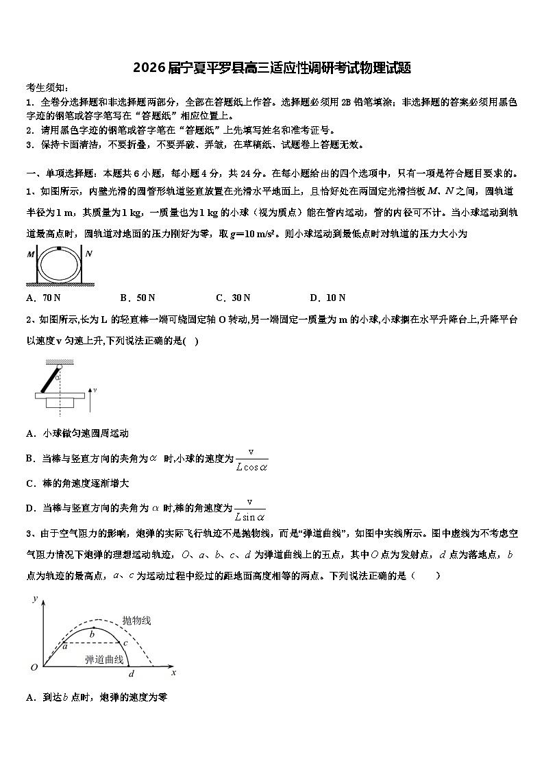 2026届宁夏平罗县高三适应性调研考试物理试题含解析第1页