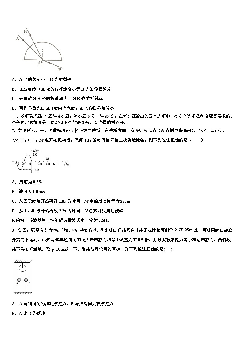 2026届攀枝花市重点中学高三第四次模拟考试物理试卷含解析第3页