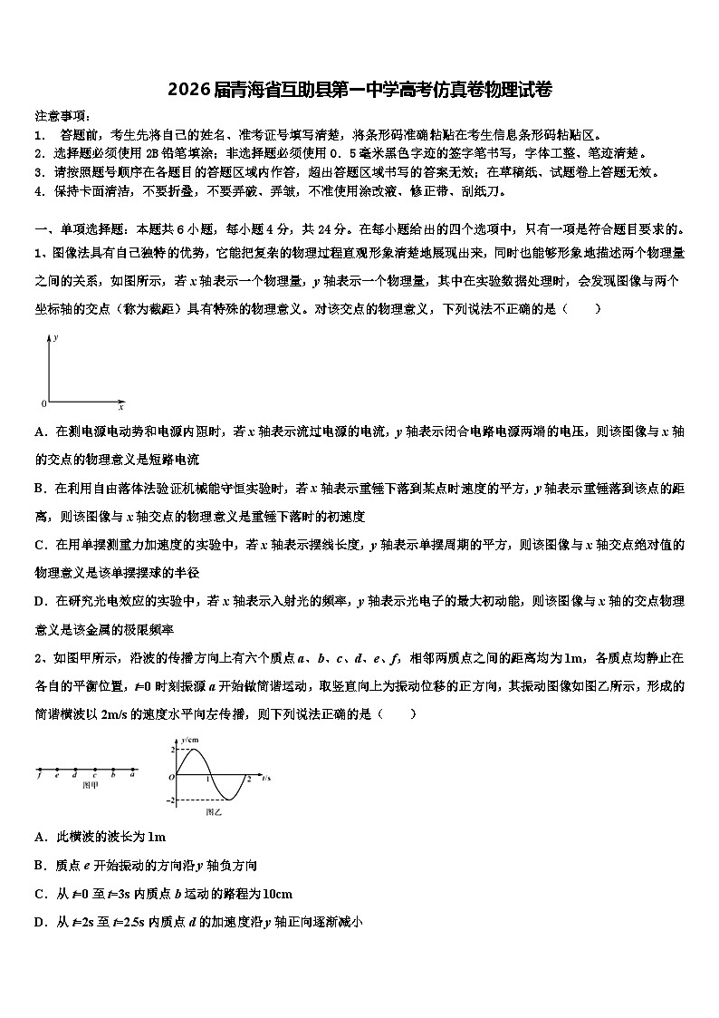 2026届青海省互助县第一中学高考仿真卷物理试卷含解析第1页
