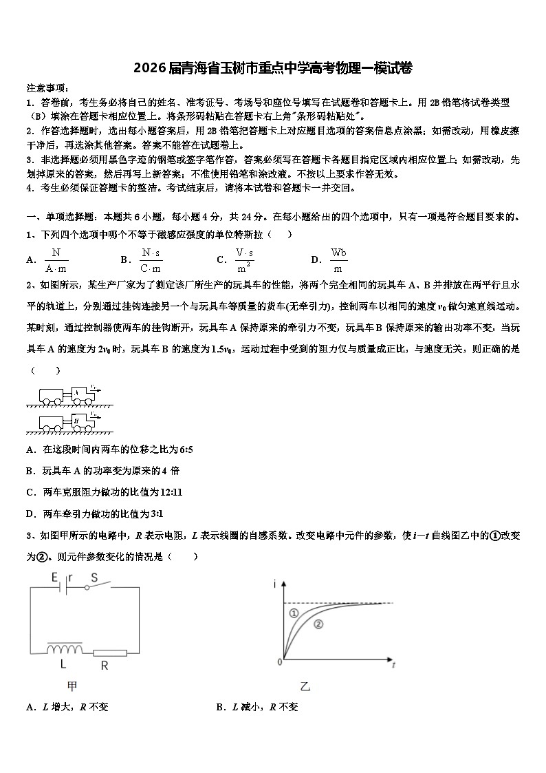 2026届青海省玉树市重点中学高考物理一模试卷含解析第1页