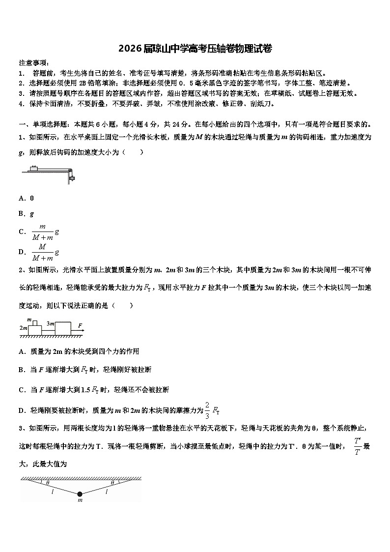 2026届琼山中学高考压轴卷物理试卷含解析第1页