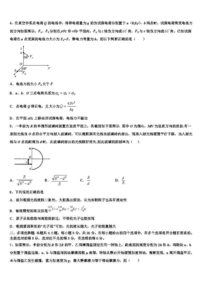 2026届山东省昌乐第一中学高考考前模拟物理试题含解析第2页