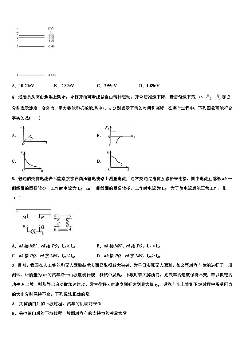 2026届山东、湖北重点中学高考物理一模试卷含解析第2页