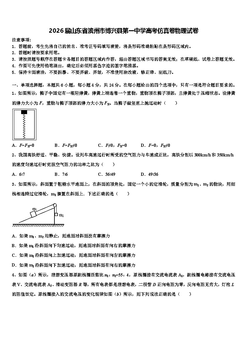 2026届山东省滨州市博兴县第一中学高考仿真卷物理试卷含解析第1页