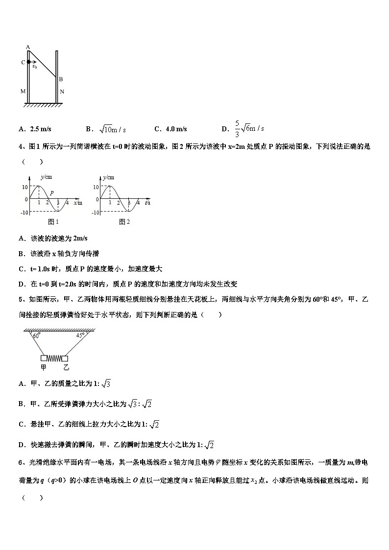 2026届山东省济南市金柱高考考前提分物理仿真卷含解析第2页