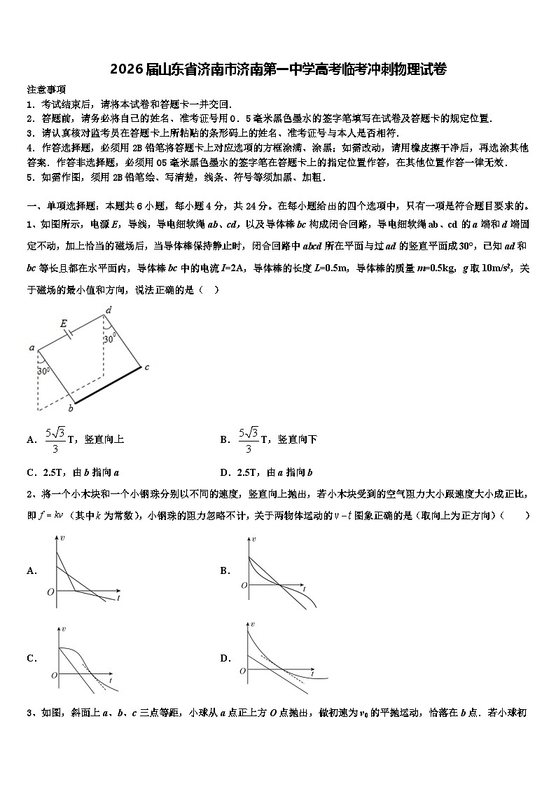 2026届山东省济南市济南第一中学高考临考冲刺物理试卷含解析第1页