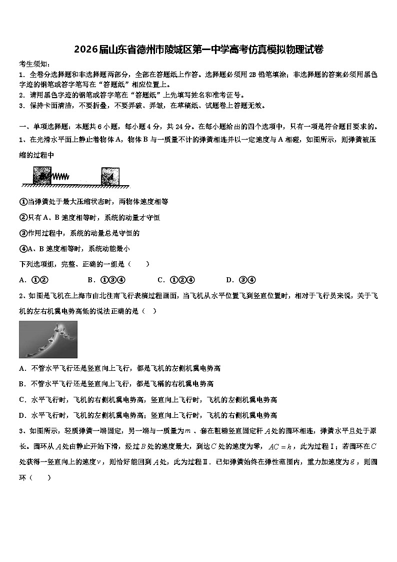 2026届山东省德州市陵城区第一中学高考仿真模拟物理试卷含解析第1页