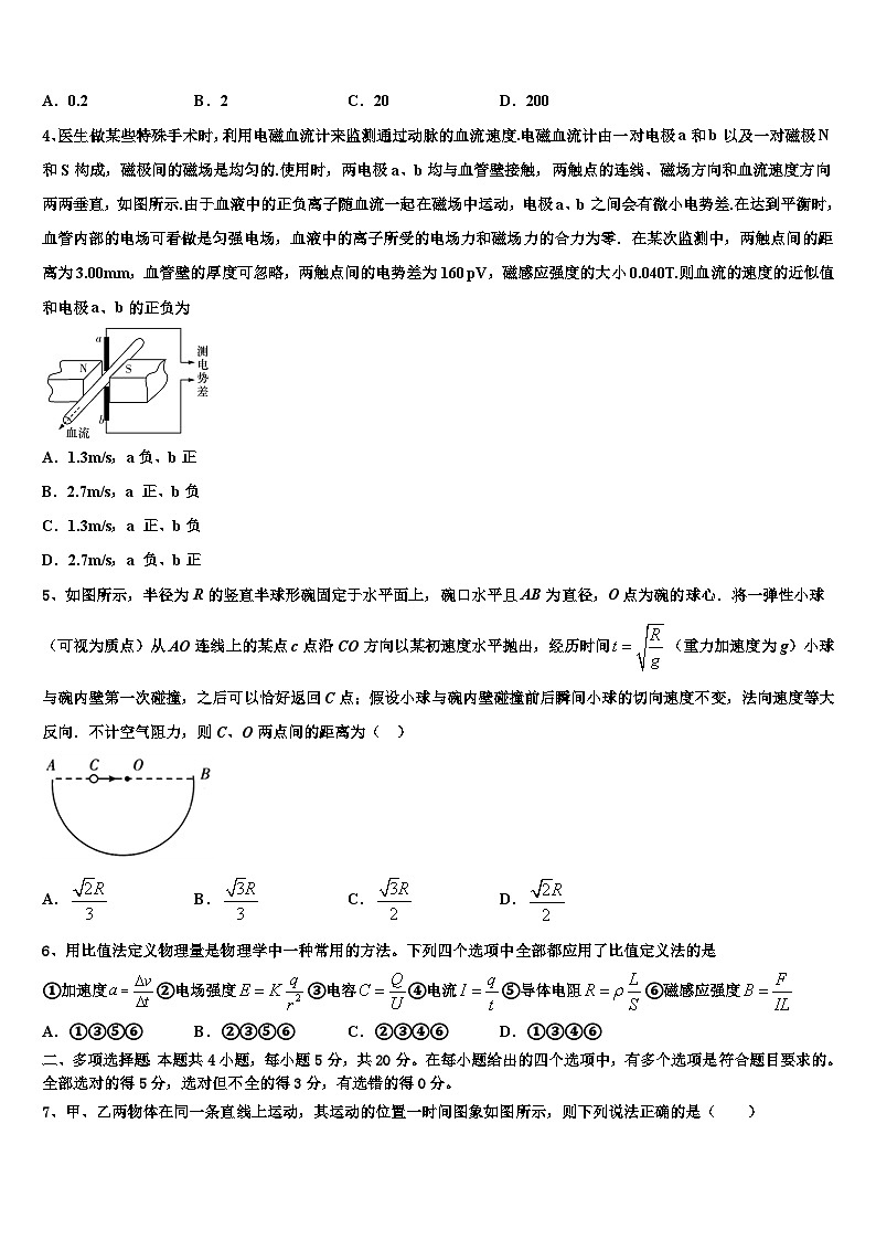 2026届山东省德州市某中学高考压轴卷物理试卷含解析第2页